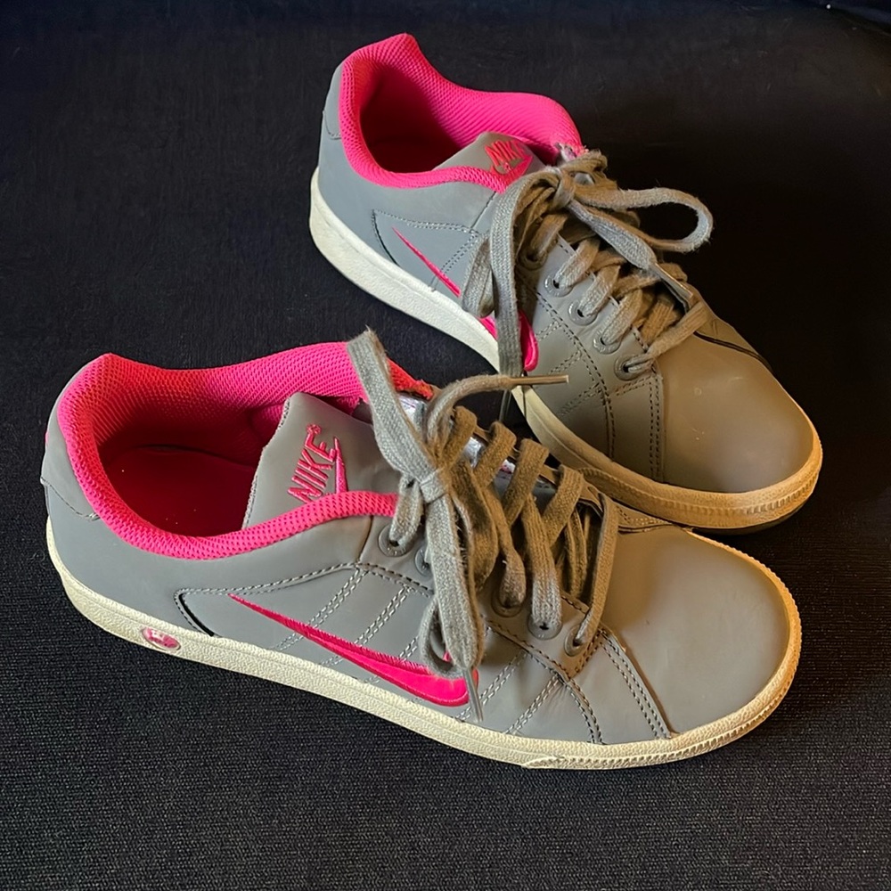 Women’s Gray and Pink Nike athletic shoes